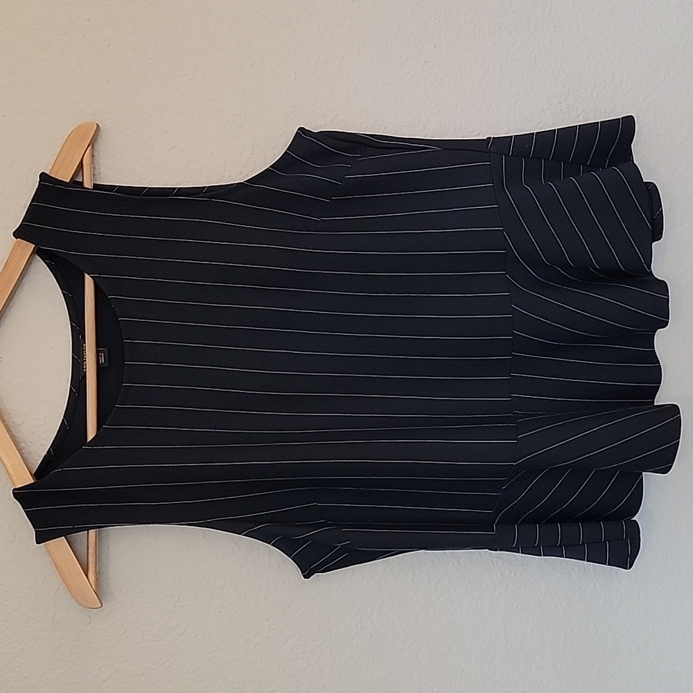 Navy Pinstripe Ann Taylor Peplum Top